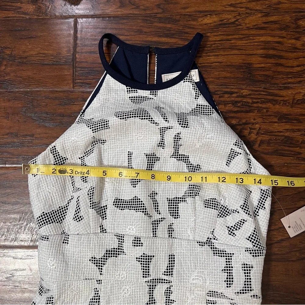 NWT Katherine Kelly “Mackenzie Dress” Ivory/Navy Exquisite Stitched Overlay Sz 2 - Picture 8 of 15